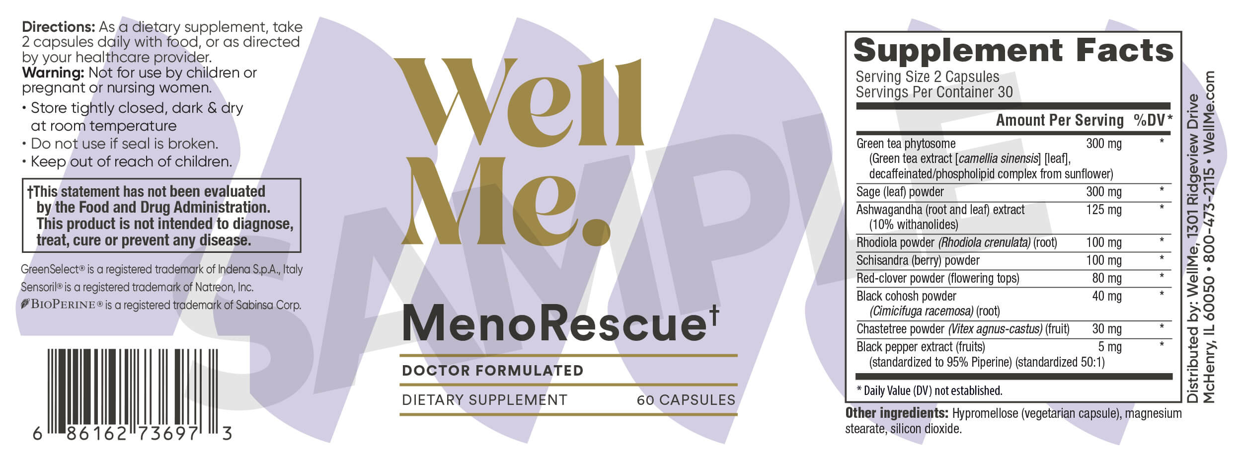 WellMe MenoRescue Ingredients